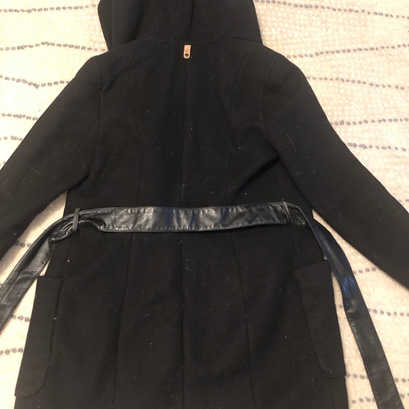Mackage wool coat with hood and leather belt - Picture 2 of 6